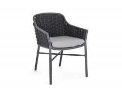 Krzesło stołowe ogrodowe nowoczesne EVERLY ciemnoszare poduszki szare Olefin