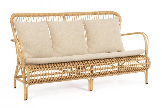 Klasyczna sofa ogrodowa FLORISEL aluminiowa powłoka drewnopodobnsa