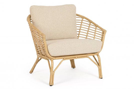 Fotel wypoczynkowy aluminiowy MABEL powłoka sublimacyjna drewno