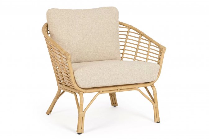 Fotel wypoczynkowy aluminiowy MABEL powłoka sublimacyjna drewno