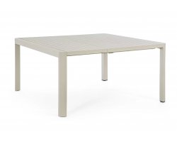 Beżowy stół rozkładany do kwadratu aluminiowy na taras KIPLIN 149x97-149  bizzotto