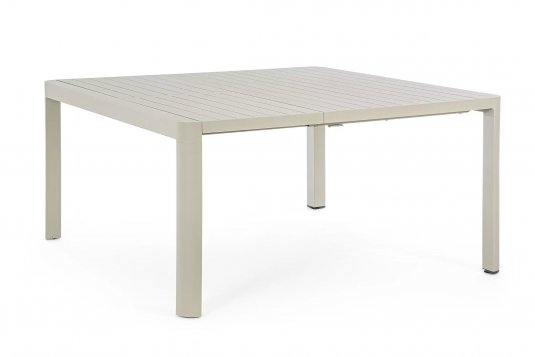Beżowy stół rozkładany do kwadratu aluminiowy na taras KIPLIN 149x97-149  bizzotto