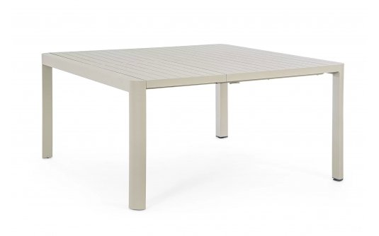 Beżowy stół rozkładany do kwadratu aluminiowy na taras KIPLIN 149x97-149 bizzotto Beżowy stół rozkładany do kwadratu aluminiowy na taras KIPLIN 149x97-149 bizzotto