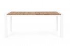 Biały stół ogrodowy aluminiowy CAMERON 160 z blatem z deseczek teak bizzotto