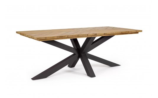 Stół ogrodowy PALMDALE nogi aluminiowe czarne blat z drewna teak bizzotto