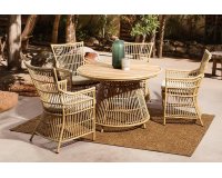 Klasyczne meble obiadowe na taras ADELMA aluminoiwe powłoka drewnopodbna technorattan bizzotto