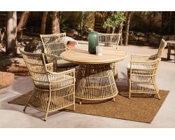 Klasyczne meble obiadowe na taras ADELMA aluminoiwe powłoka drewnopodbna technorattan bizzotto