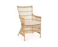 Fotel ogrodowy aluminiowy ADELMA powłoka drewnopodobna bizzotto poduszka Olefin beż