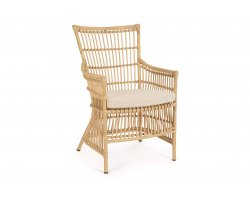 Fotel ogrodowy aluminiowy ADELMA powłoka drewnopodobna bizzotto poduszka Olefin beż