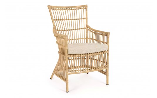 Fotel ogrodowy aluminiowy ADELMA powłoka drewnopodobna bizzotto poduszka Olefin beż Fotel ogrodowy aluminiowy ADELMA powłoka drewnopodobna bizzotto poduszka Olefin beż