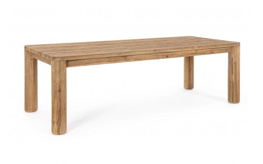 Duży stół z drewna teak MAVERICK 240 okrągłe nogi bizzotto
