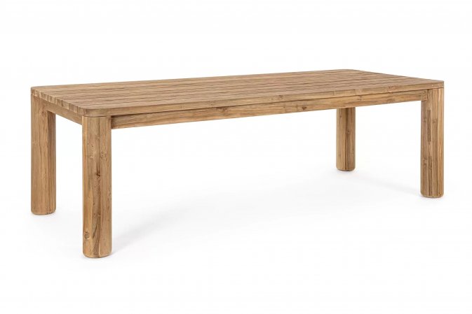 Duży stół z drewna teak MAVERICK 240 okrągłe nogi bizzotto