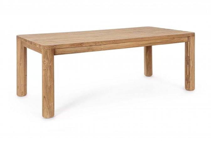 Duży stół z drewna teak MAVERICK 200 okrągłe nogi bizzotto