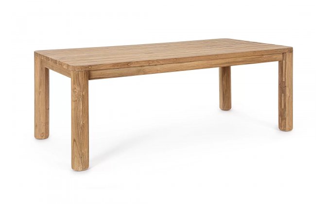 Duży stół z drewna teak MAVERICK 200 okrągłe nogi bizzotto