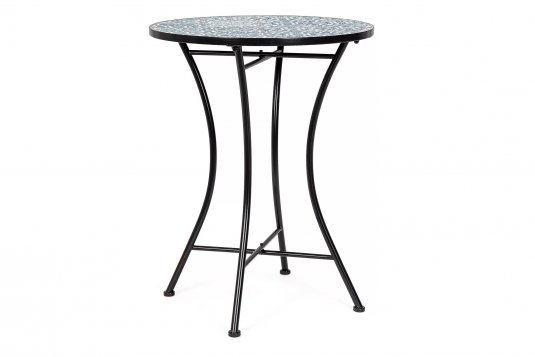 Okragły stolik śr. 60 cm z blatem niebieskim ceramicznym SAMOS bizotyo