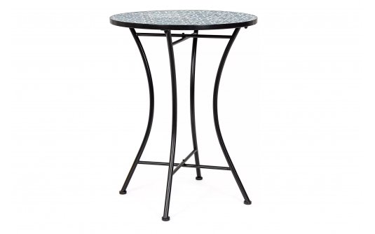 Okragły stolik śr. 60 cm z blatem niebieskim ceramicznym SAMOS bizotyo