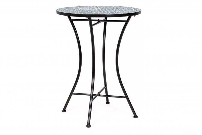 Okragły stolik śr. 60 cm z blatem niebieskim ceramicznym SAMOS bizotyo