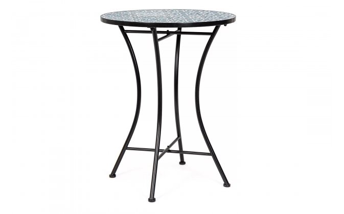 Okragły stolik śr. 60 cm z blatem niebieskim ceramicznym SAMOS bizotyo