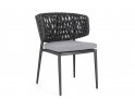Krzesło stołowe ogrodowe NOELIA grafitowe aluminiowe linea polipropylenowa poduszka