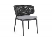 Krzesło stołowe ogrodowe NOELIA grafitowe aluminiowe linea polipropylenowa poduszka