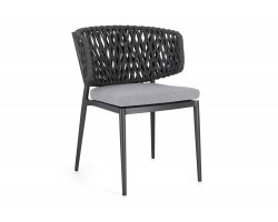 Krzesło stołowe ogrodowe NOELIA grafitowe aluminiowe linea polipropylenowa poduszka