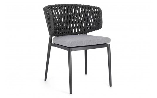 Krzesło stołowe ogrodowe NOELIA grafitowe aluminiowe linea polipropylenowa poduszka Krzesło stołowe ogrodowe NOELIA grafitowe aluminiowe linea polipropylenowa poduszka