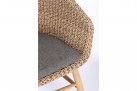 Kubełkowe krzesło ogrodowe GENESIS podstawa teak siedzenie technorattan beżowy / poduszka szara