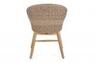 Kubełkowe krzesło ogrodowe GENESIS podstawa teak siedzenie technorattan beżowy / poduszka szara