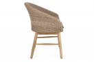 Kubełkowe krzesło ogrodowe GENESIS podstawa teak siedzenie technorattan beżowy / poduszka szara