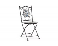 Klasyczne krześło metalowe składane MYKONOS z ceramicznymi włoskimi ozdobami