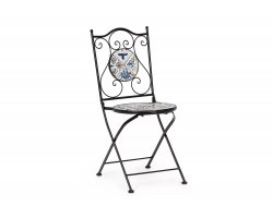 Klasyczne krześło metalowe składane MYKONOS z ceramicznymi włoskimi ozdobami