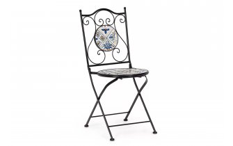 Klasyczne krześło metalowe składane MYKONOS z ceramicznymi włoskimi ozdobami