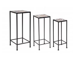 3 stoliki metalowe ogrodowe Mykonos z blatem ceramicznym