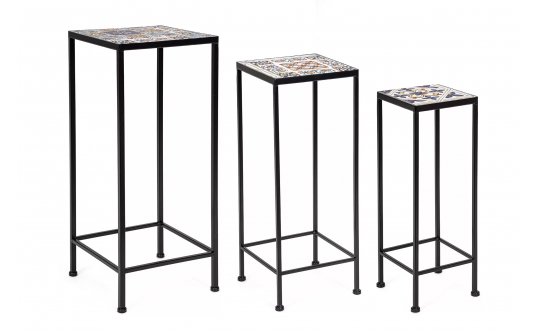 3 stoliki metalowe ogrodowe Mykonos z blatem ceramicznym 3 stoliki metalowe ogrodowe Mykonos z blatem ceramicznym