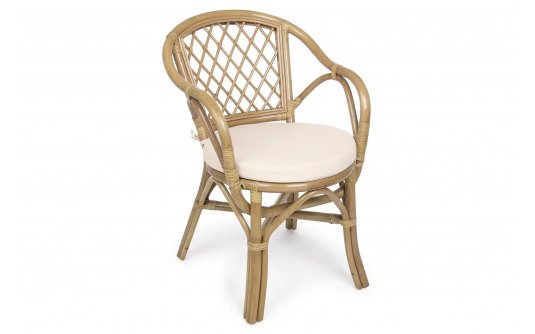 Klasyczny fotel rattanowy na taras ATHINA z poduszką