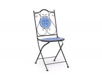 Składane krzesło retro metalowe ceramiczne niebieskie siedzisko BISANZIO bizzotto