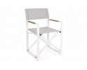 Białe składane krzesło reżyserskie aluminiowe LAGUN  podłokietniki teak bizzotto