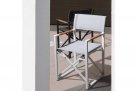Białe składane krzesło reżyserskie aluminiowe LAGUN  podłokietniki teak bizzotto