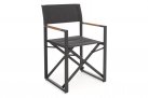 grafitowe składane krzesło reżyserskie aluminiowe LAGUN  podłokietniki teak bizzotto