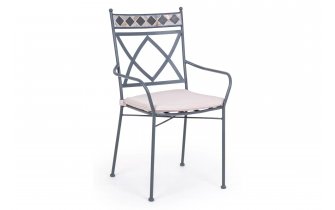 Szare sztaplowany fotel metalowy BERKLEY z ornamentami