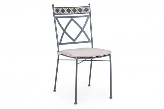 Szare sztaplowane krzesło metalowe BERKLEY z ornamentami