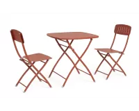 Dwuosobowy komplet stołowy do kawiarni YVONNE ceglany