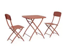 Dwuosobowy komplet stołowy do kawiarni YVONNE ceglany
