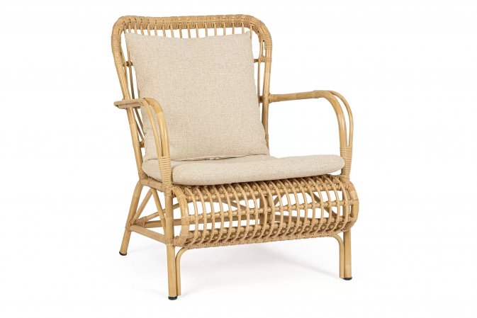 Klasyczny fotel ogrodowa FLORISEL aluminiowa powłoka drewnopodobnsa