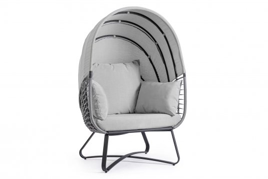 Fotel z daszkiem ogrodowy wypoczynkowy ELDON stal ciemnoszara bizzotto