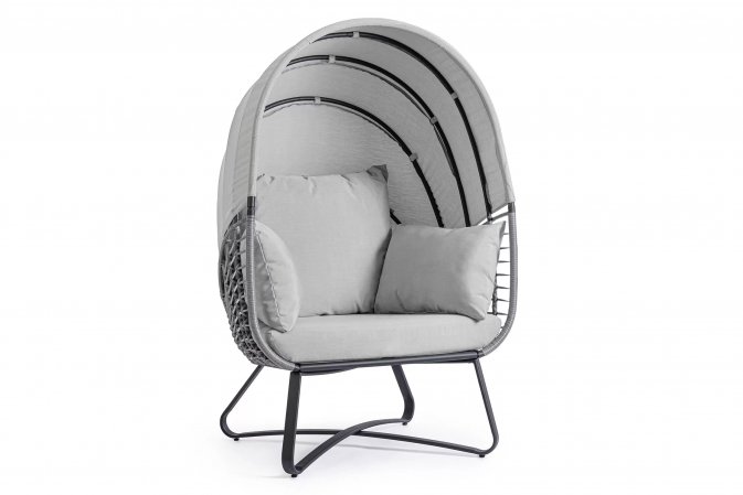 Fotel z daszkiem ogrodowy wypoczynkowy ELDON stal ciemnoszara bizzotto