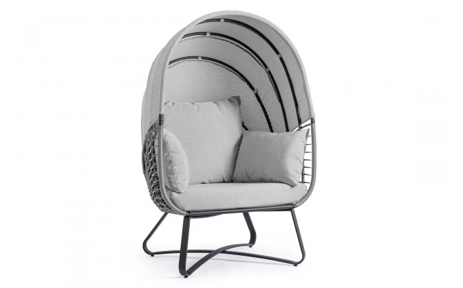 Fotel z daszkiem ogrodowy wypoczynkowy ELDON stal ciemnoszara bizzotto