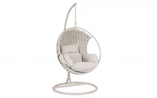 Fotel wiszący kokon GALAPAGOS jasnobeżowy 