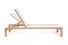 Aluminiowy leżak ogrodowy SKIPPER drewnopodna powłoka biała tekstylina bizzotto