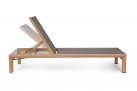 Aluminiowy leżak ogrodowy SKIPPER drewnopodna powłoka brązowa tekstylina bizzotto